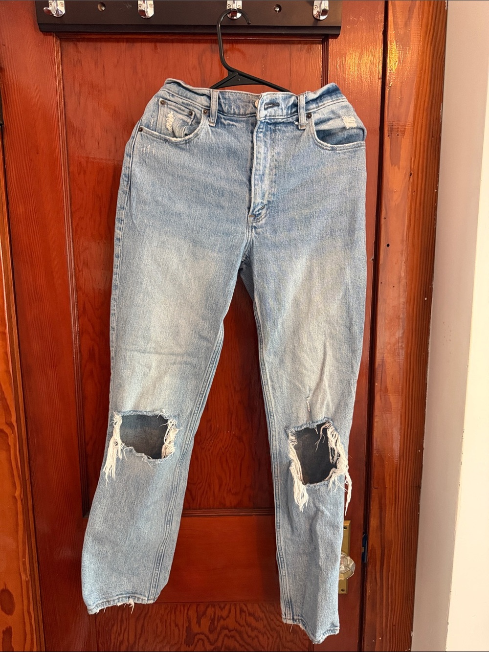 Abercrombie & Fitch Light Blue Distressed High-Rise Jeans